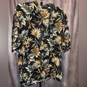 Hollis River Black Green and Gold Tropical Men's Shirt XXL